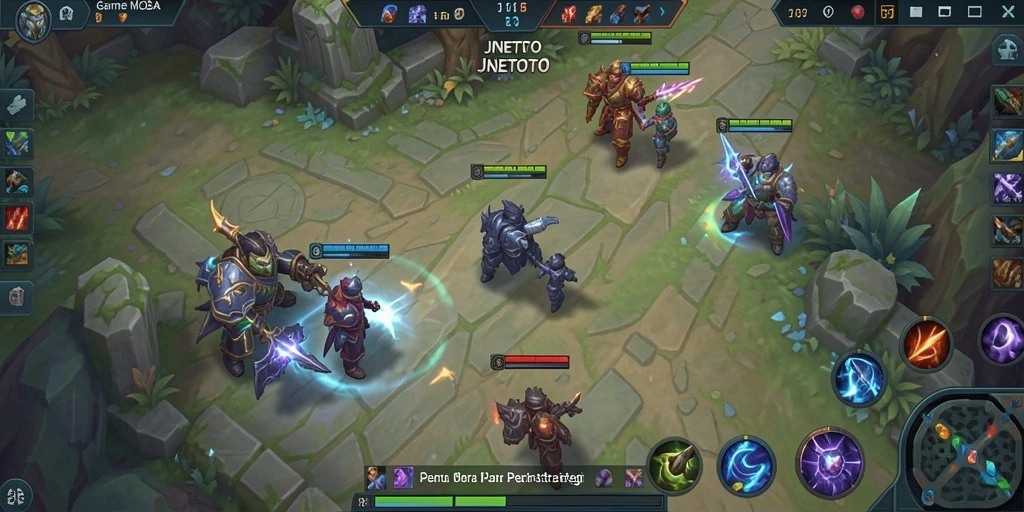 Screenshot gameplay JNETOTO yang menunjukkan momen pertarungan seru di arena MOBA.